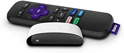 Remote with shortcut keys and the player plugged into a TV
