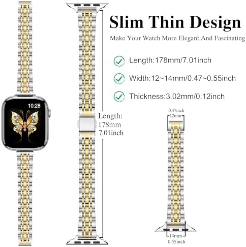 Silver and gold finish options of the slim band side by side