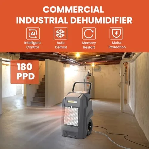 Close look at the Commercial Dehumidifier with Pump Drain Hose, 180 Pints Large Capacity build quality