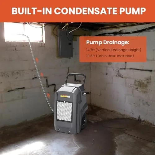The Commercial Dehumidifier with Pump Drain Hose, 180 Pints Large Capacity in real use