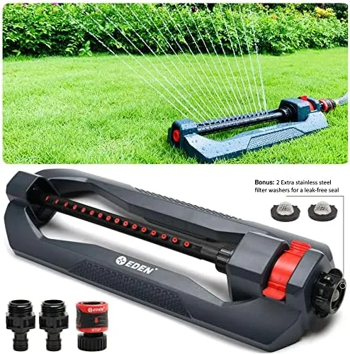Close look at the Eden 96213EDAMZ Weighted Essential Oscillating Sprinkler | Covers Up to build quality
