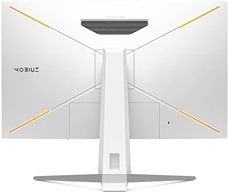 Close up of the BenQ EX3210U stand, bezels, and speaker grilles