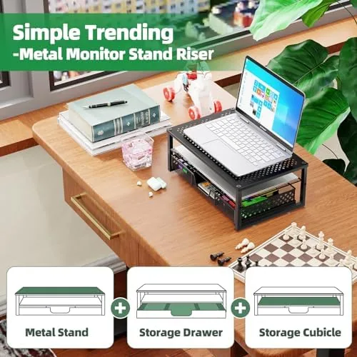 The Simple Trending Metal Monitor Stand Riser and Computer Desk Organizer in real use