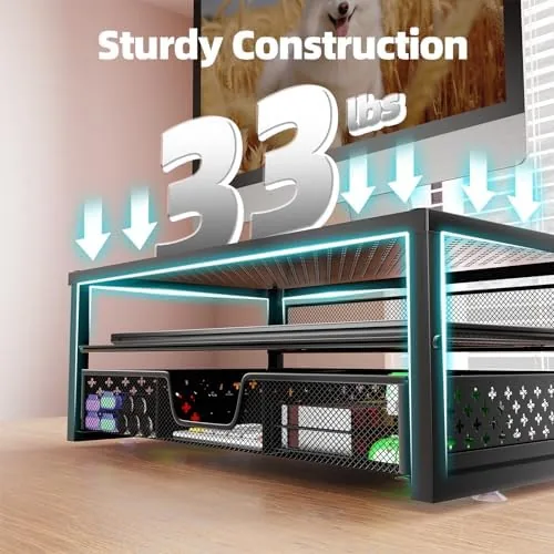 Another view of the Simple Trending Metal Monitor Stand Riser and Computer Desk Organizer
