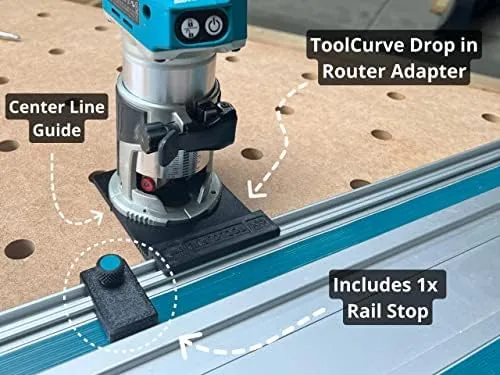 Close look at the ToolCurve Guide Rail Adapter Compatible with Makita Router - Made in USA build quality