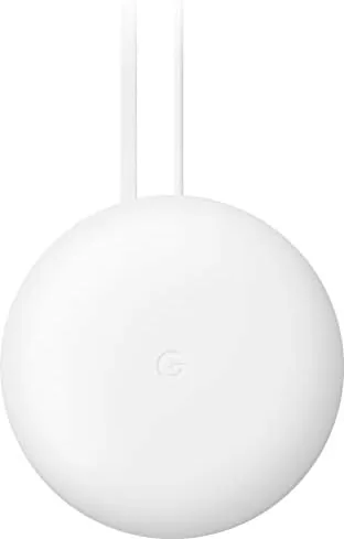 A hand using voice control on the access point with music playing from its speaker