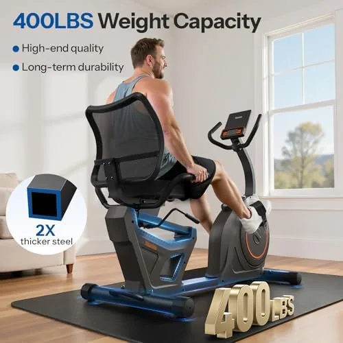 A rider using the smart app with the Niceday recumbent bike during a session