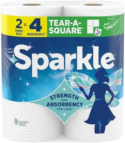 A Sparkle Tear-A-Square roll showing the full sheet perforation down the middle