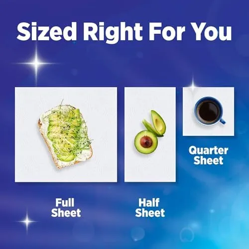 A half sheet Sparkle towel blotting a small spill on a kitchen counter