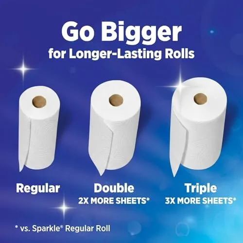 The two double rolls of Sparkle towels side by side after a week of use