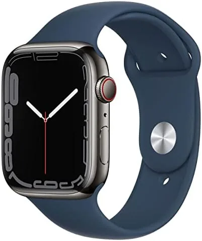 The Apple Watch Series 7 (GPS, 45mm) Blue Aluminum Case with compared in context