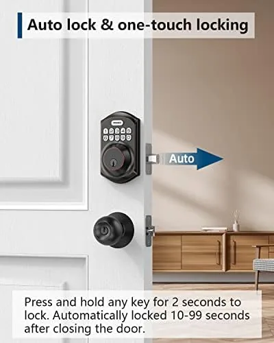 Hand entering a code on the keypad with extra digits for anti-peep