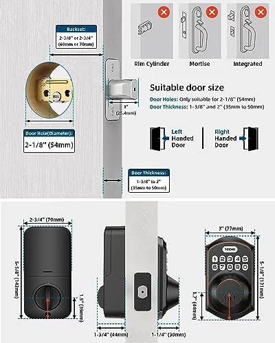 TE001 deadbolt next to a connected smart lock for comparison
