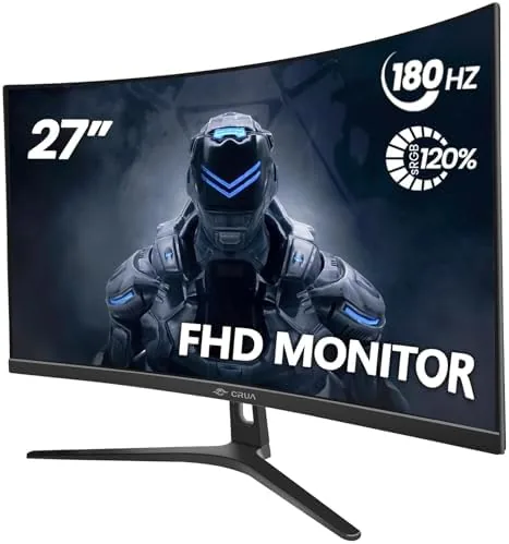 Overview of the CRUA 27" FHD 1080P 180Hz Curved Gaming Monitor, 1800R, AMD
