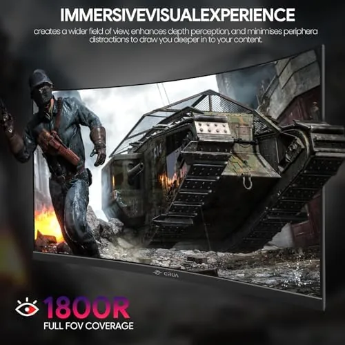 The CRUA 27" FHD 1080P 180Hz Curved Gaming Monitor, 1800R, AMD in real use
