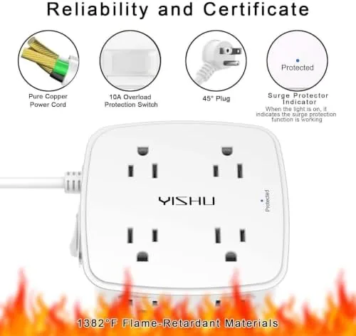 The 6Ft Surge Protector Power Strip with 8 Widely Outlets & compared in context
