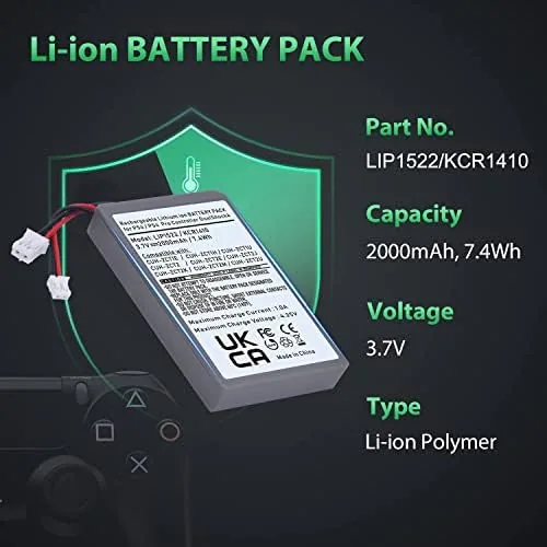 Batmax battery held next to a DualShock 4 controller