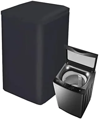 SUNSURE black cover fitted over a top load washing machine