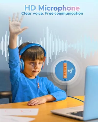 The awatrue AT2 Kids Headphones for School with Mic, 85/94dB Safe in real use