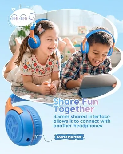 Another view of the awatrue AT2 Kids Headphones for School with Mic, 85/94dB Safe