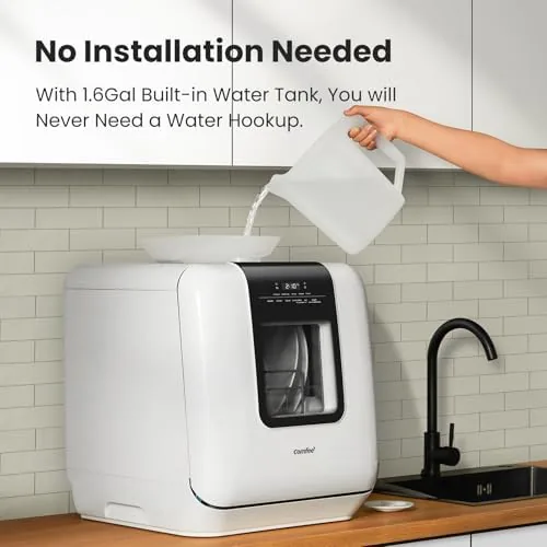 Close look at the COMFEE' Countertop Dishwasher, Portable Dishwasher with 6L Built-in Water Tank build quality