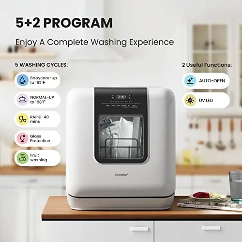 Another view of the COMFEE' Countertop Dishwasher, Portable Dishwasher with 6L Built-in Water Tank