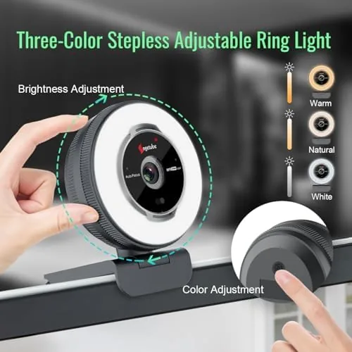 Close look at the Angetube Streaming Webcam with Microphone, USB 1080P Web Cam w/Ring build quality