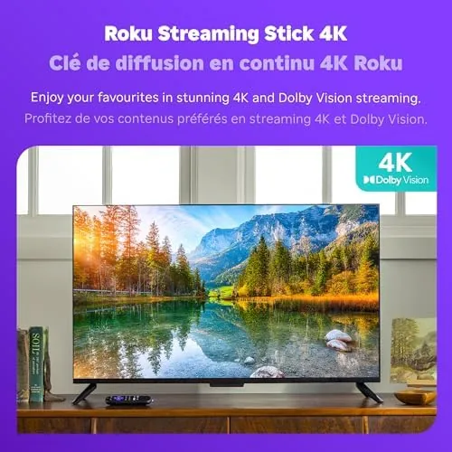 Detail shot of the Roku Streaming Stick 4K 2022 (Official Manufacturer Product) | Streaming features
