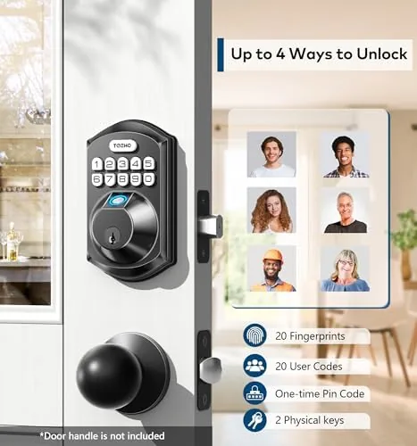 Finger pressing the fingerprint sensor on the TEEHO TE002 keypad