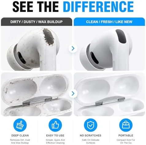 Close look at the Hyashee Cleaner Kit for AirPods Pro 3/2/1, 3-in-1 Earbud Cleaning build quality