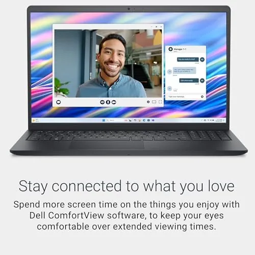 Detail shot of the Dell 15.6 Laptop, FHD, Intel Core 3 100U, 8 GB features