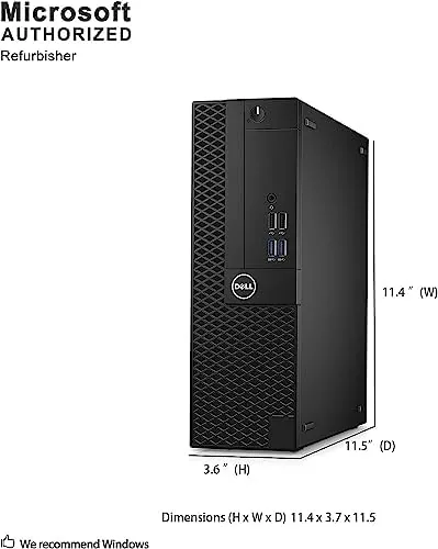 The Optiplex 3050 connected to a 4K monitor on a desk