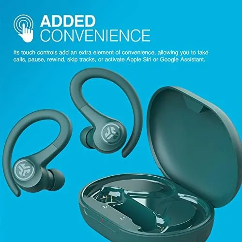 The JLab Go Air Sport, Wireless Workout Earbuds, Teal, Featuring C3 in real use