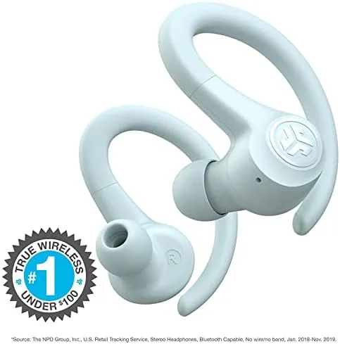 Close look at the JLab Go Air Sport True Wireless Earbuds, Light Blue, Featuring build quality