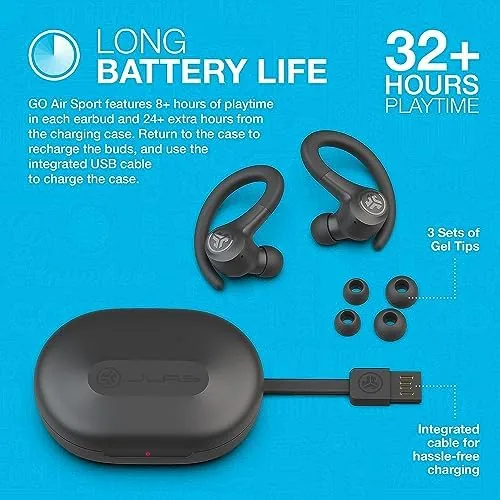 The JLab Go Air Sport, Wireless Workout Earbuds Featuring C3 Clear compared in context