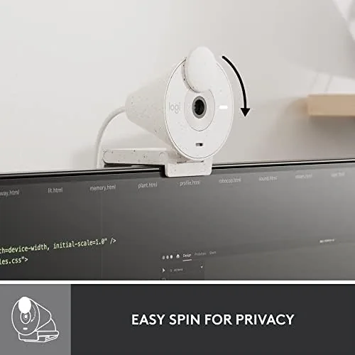 Another view of the Logitech Brio 300 Full HD Webcam, 1080p, Auto Light Correction