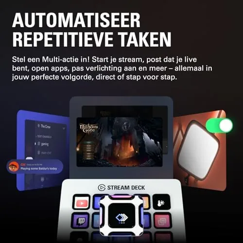 The Stream Deck white version beside a studio monitor