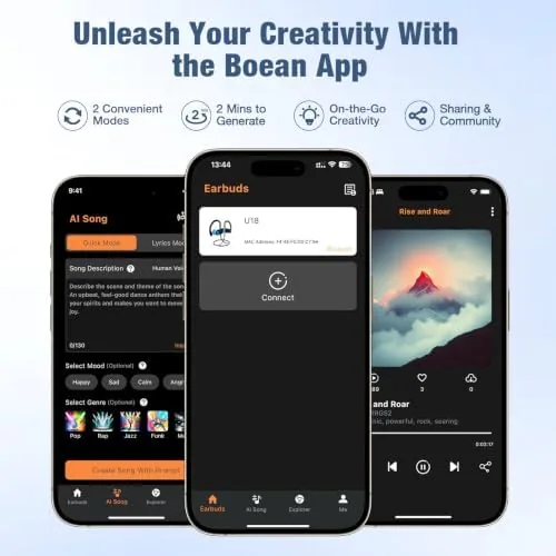 The Boean Bluetooth Headphones, Bluetooth 5.3 Wireless Headphones with 16 Hours in real use