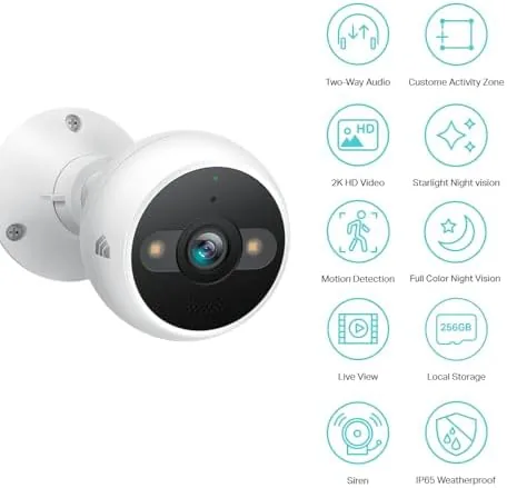 Close look at the Kasa 2K+ Outdoor Wired Security Camera, KC420WS | 24/7 Recording build quality