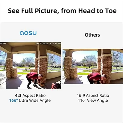 The aosu 2K Wireless Doorbell Camera with aosuBase, Battery Powered, 2.4G in real use