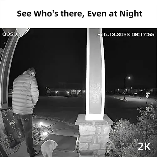 Another view of the aosu 2K Wireless Doorbell Camera with aosuBase, Battery Powered, 2.4G