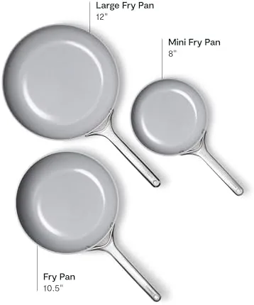 Close up of the ceramic cooking surface and cool touch handle