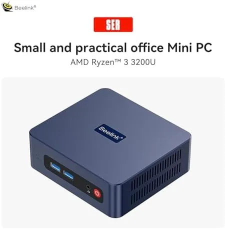 Close view of the Beelink SER3 front panel with USB ports