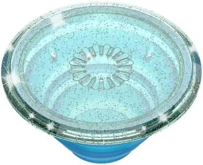 The ​​​​PopSockets Phone Grip with Expanding Kickstand, Adhesive Grip - Translucent Glitter Mint in real use