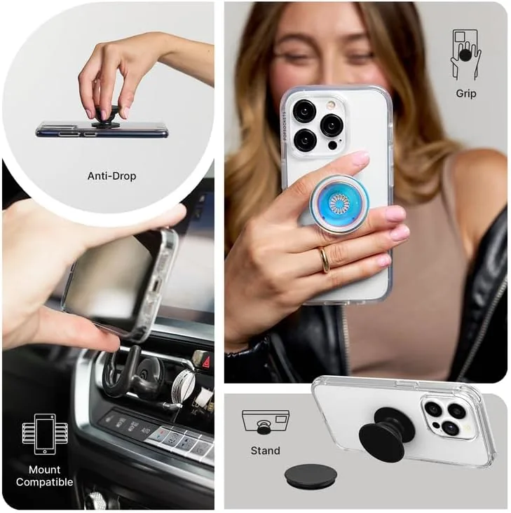 The ​​​​PopSockets Phone Grip with Expanding Kickstand, Adhesive Grip - Translucent Glitter Mint compared in context