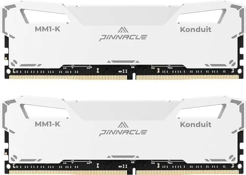 The white heat spreaders of the Timetec Pinnacle Konduit RAM kit