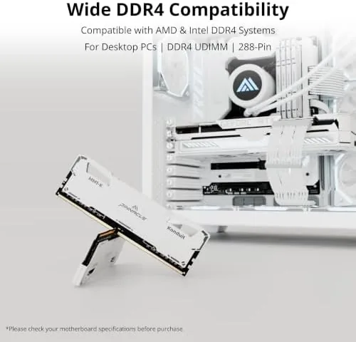 The completed build with the white RAM installed in the motherboard