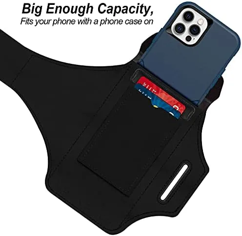A Galaxy Ultra phone seated inside the armband compartment