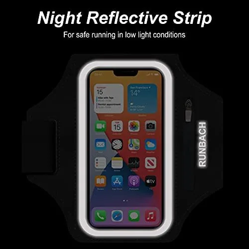 The armband with an AirPods case and key in the zipper slot