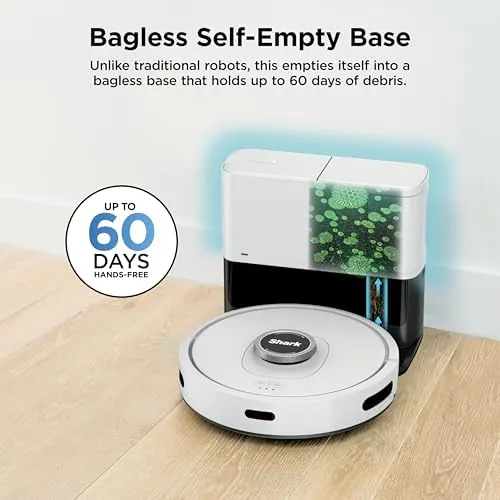 The Shark AI Ultra cleaning a hardwood floor in a living room